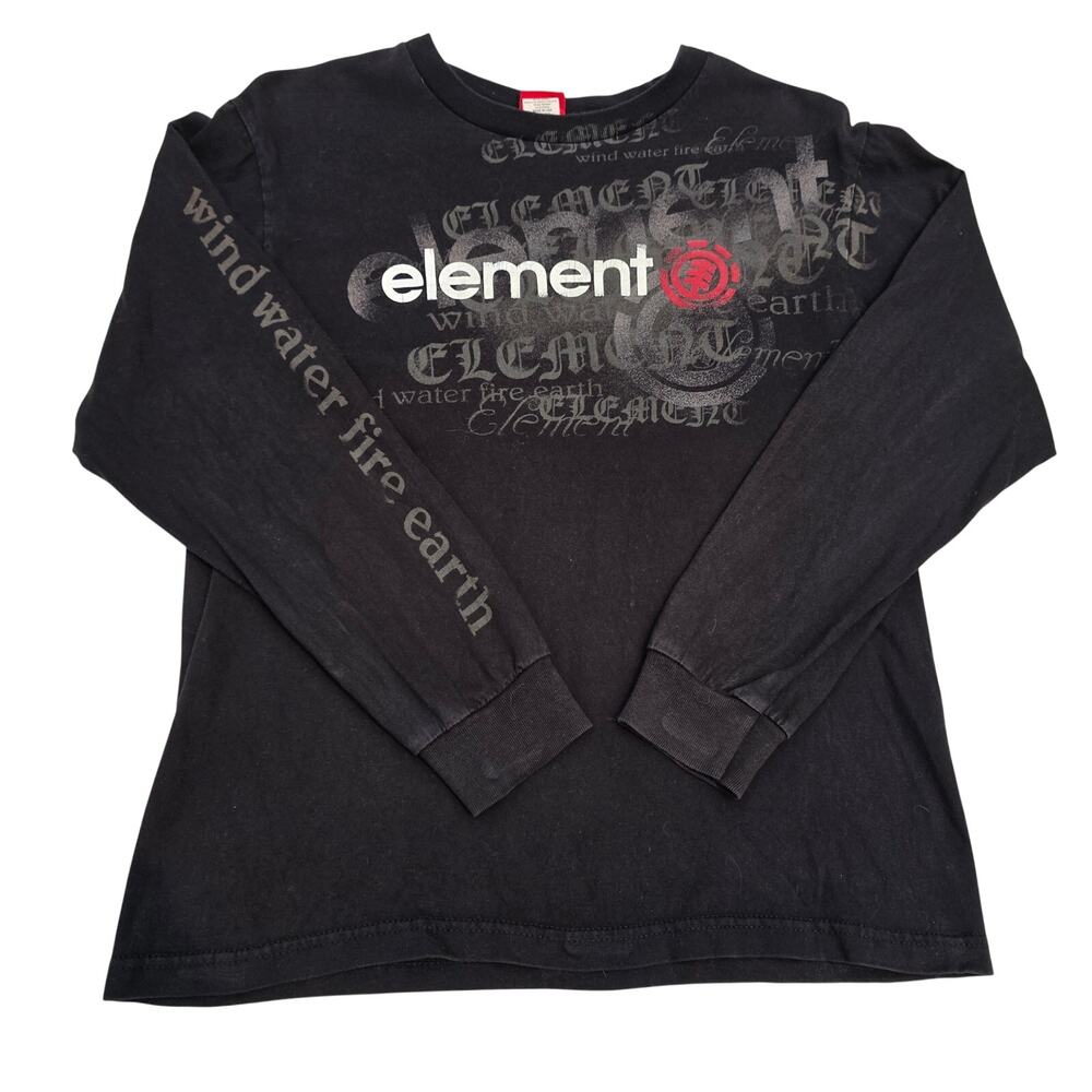 Y2k Skater Grunge Element Longsleeve Shirt Black Mens Size XS